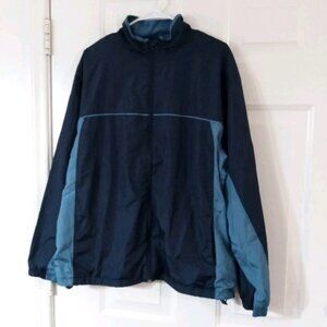 Athletech Windbreaker Jacket Men’s Full Zip Lightweight Two Tone Blue Size Large